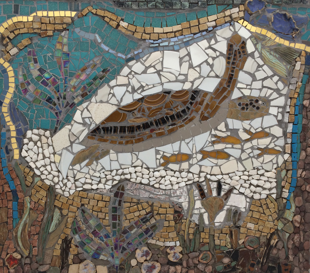 swimming turtle mosaic